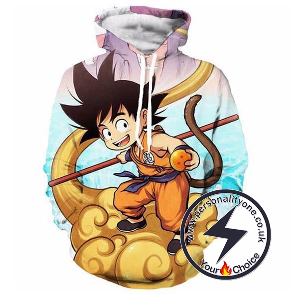 Dragon Ball Z - Kid Goku On Nimbus 3D - Hoodies